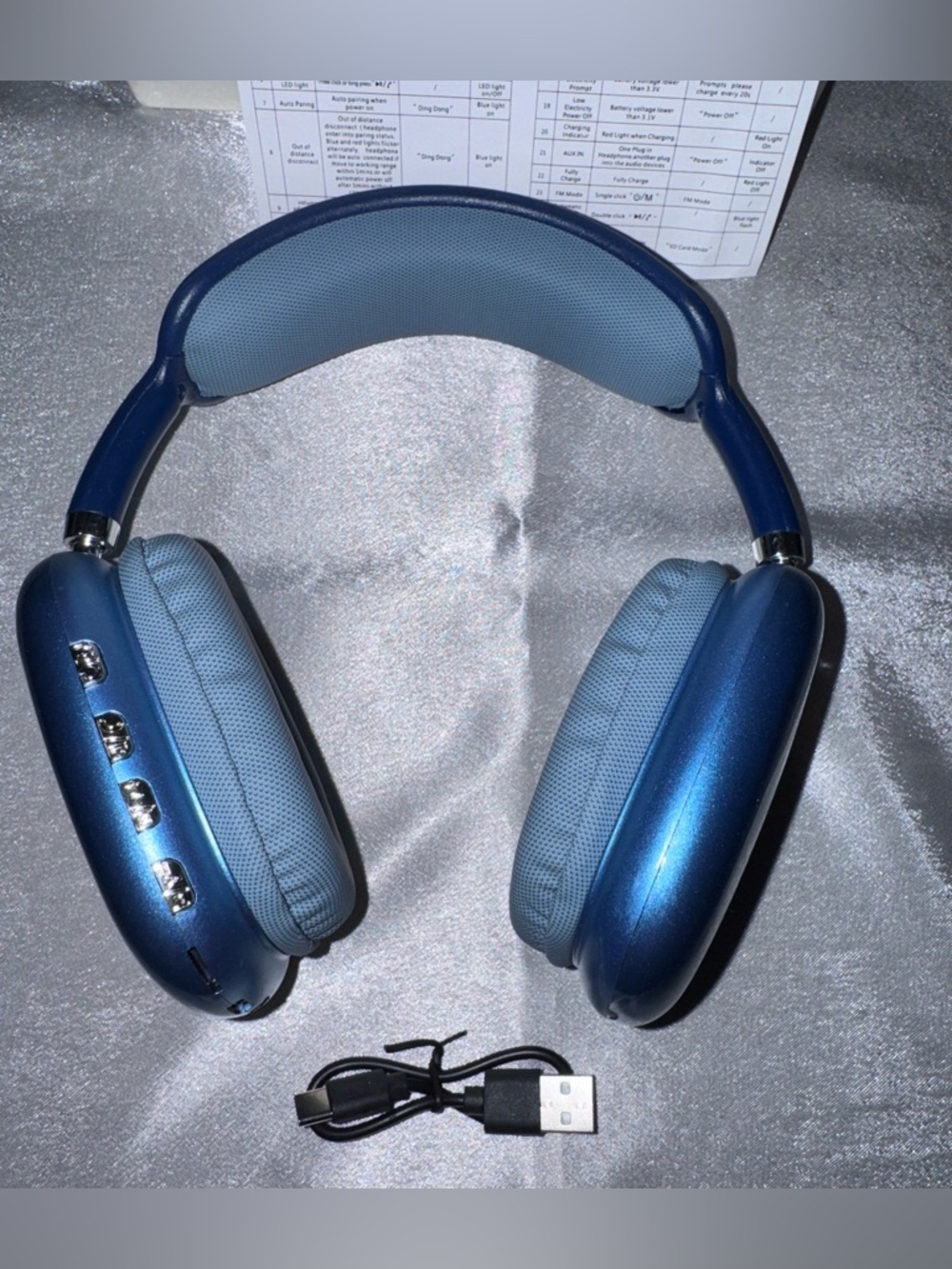 P9 Pro Max Over-Ear Wireless Headphones in Blue, NEW - Picture 7 of 15